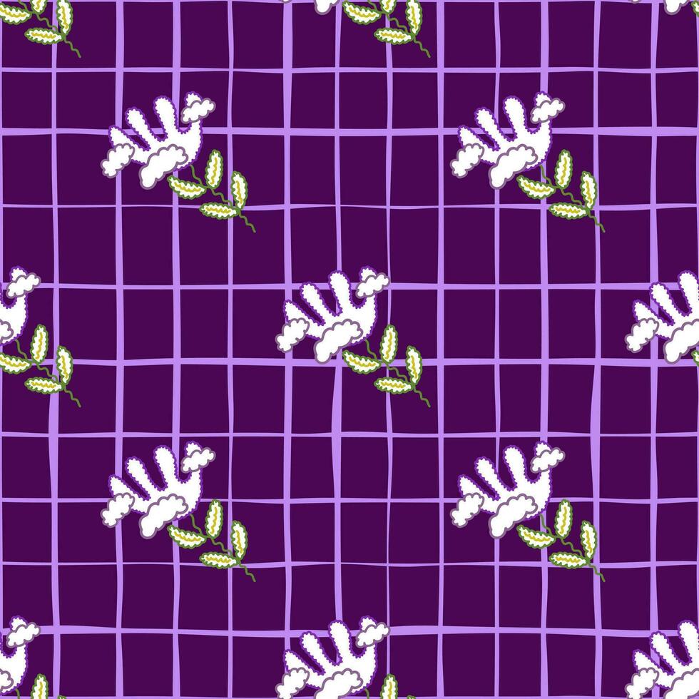 Cute unusual flower and cloud seamless pattern. Simple stylized flowers background. vector