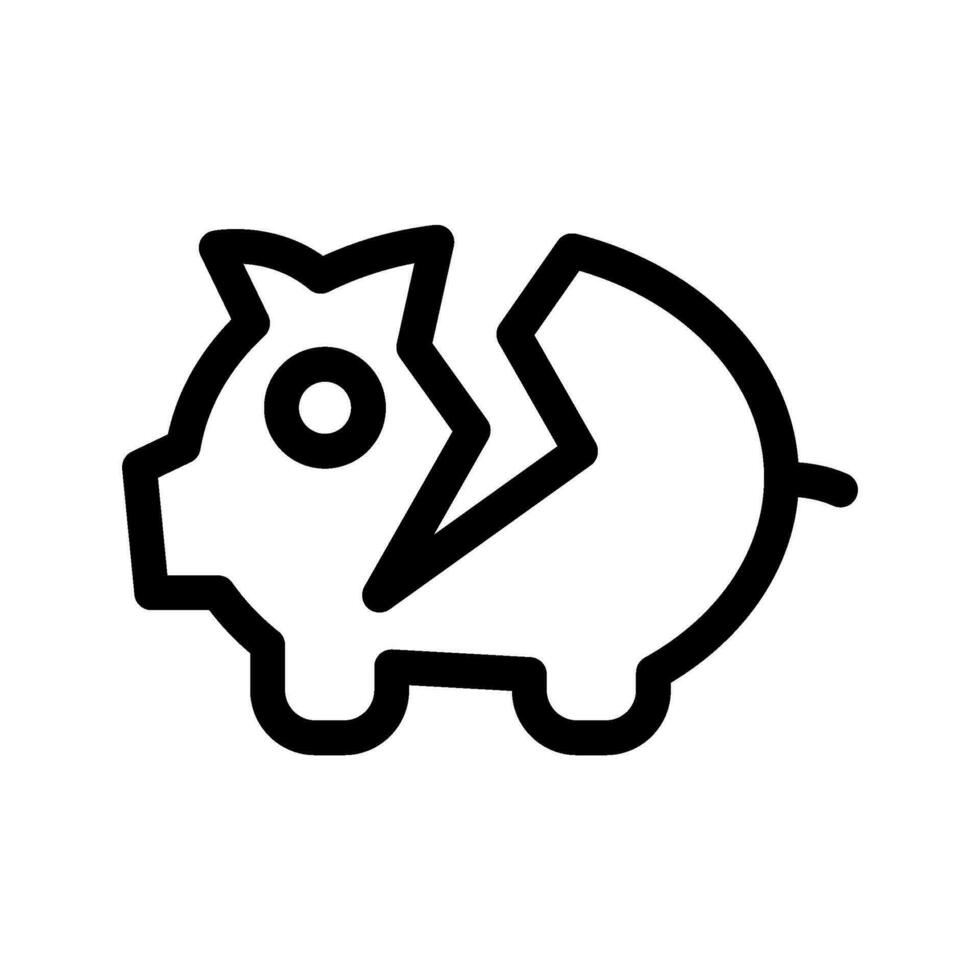 cerdito banco roto icono vector símbolo diseño ilustración