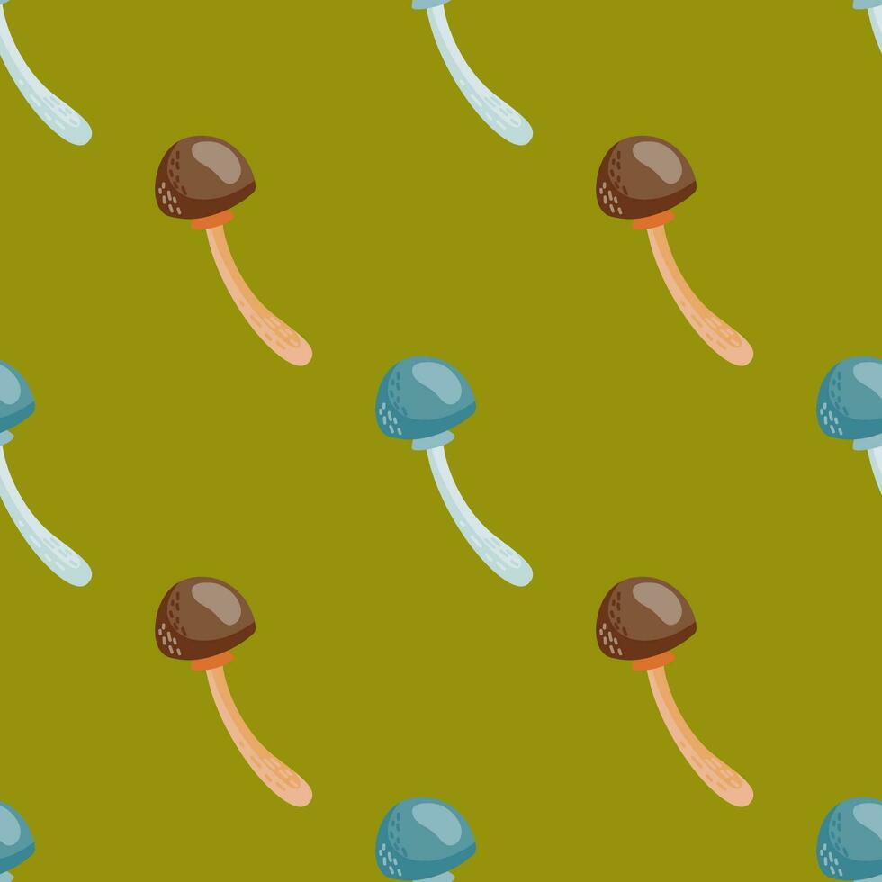 Seamless pattern with toadstool mushrooms. Magical fly agaric wallpaper. vector
