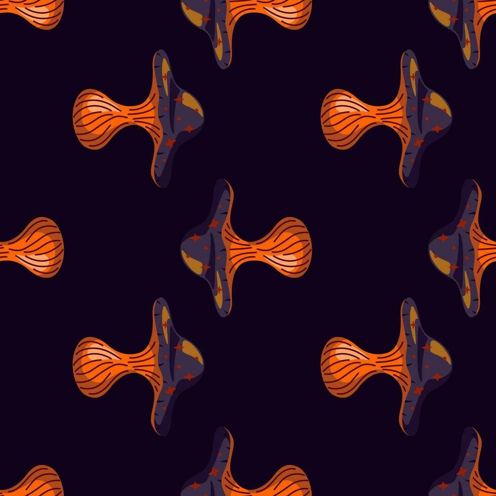 Hand drawn psychedelic mushrooms seamless pattern. Magical fly agaric wallpaper. vector