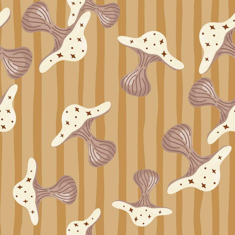 Hand drawn psychedelic mushrooms seamless pattern. Magical fly agaric wallpaper. vector
