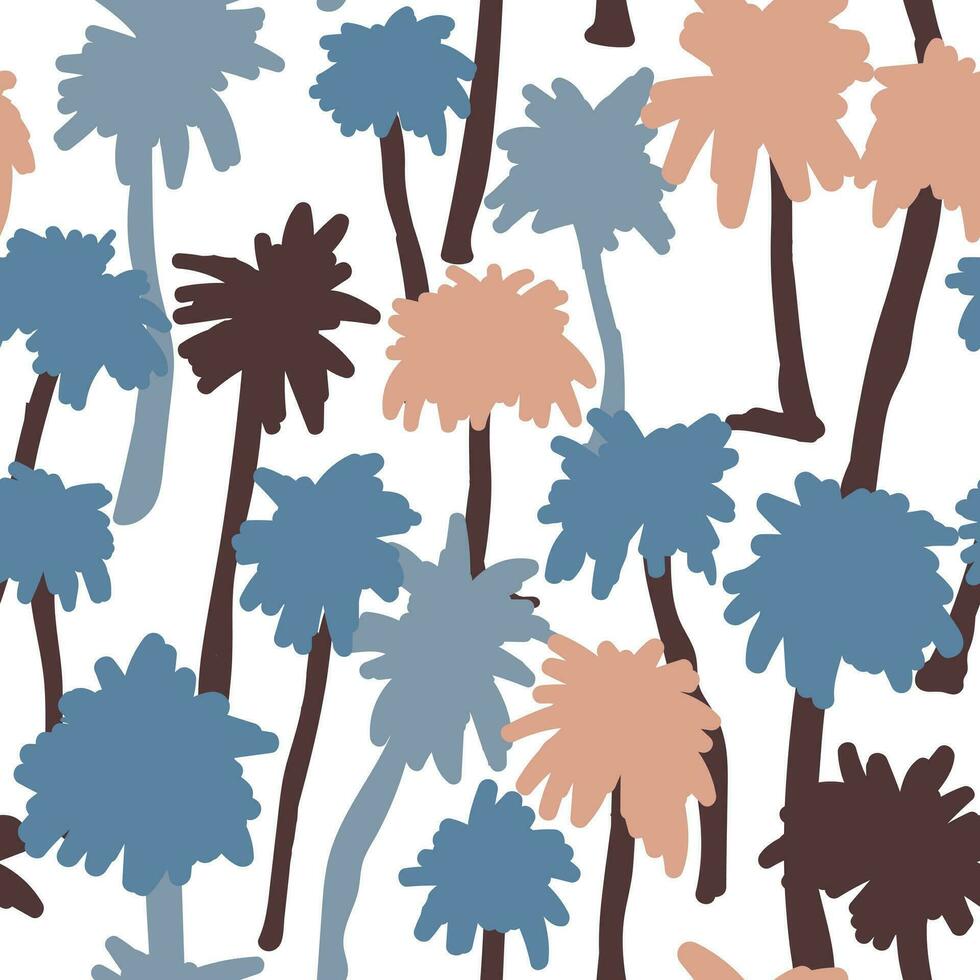 Exotic leaves palm background. Creative seamless tropical pattern with palm tree. Summer floral backdrop. vector