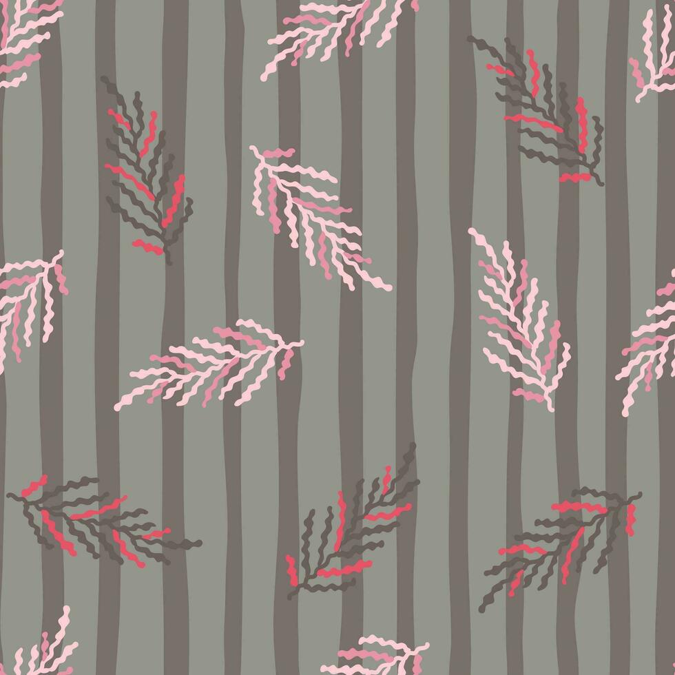 Abstract seaweed backdrop. Organic fern leaves seamless pattern. Simple style botanical background. vector