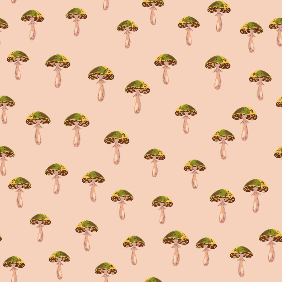 Seamless pattern with psychedelic mushrooms. Magical fly agaric wallpaper. vector