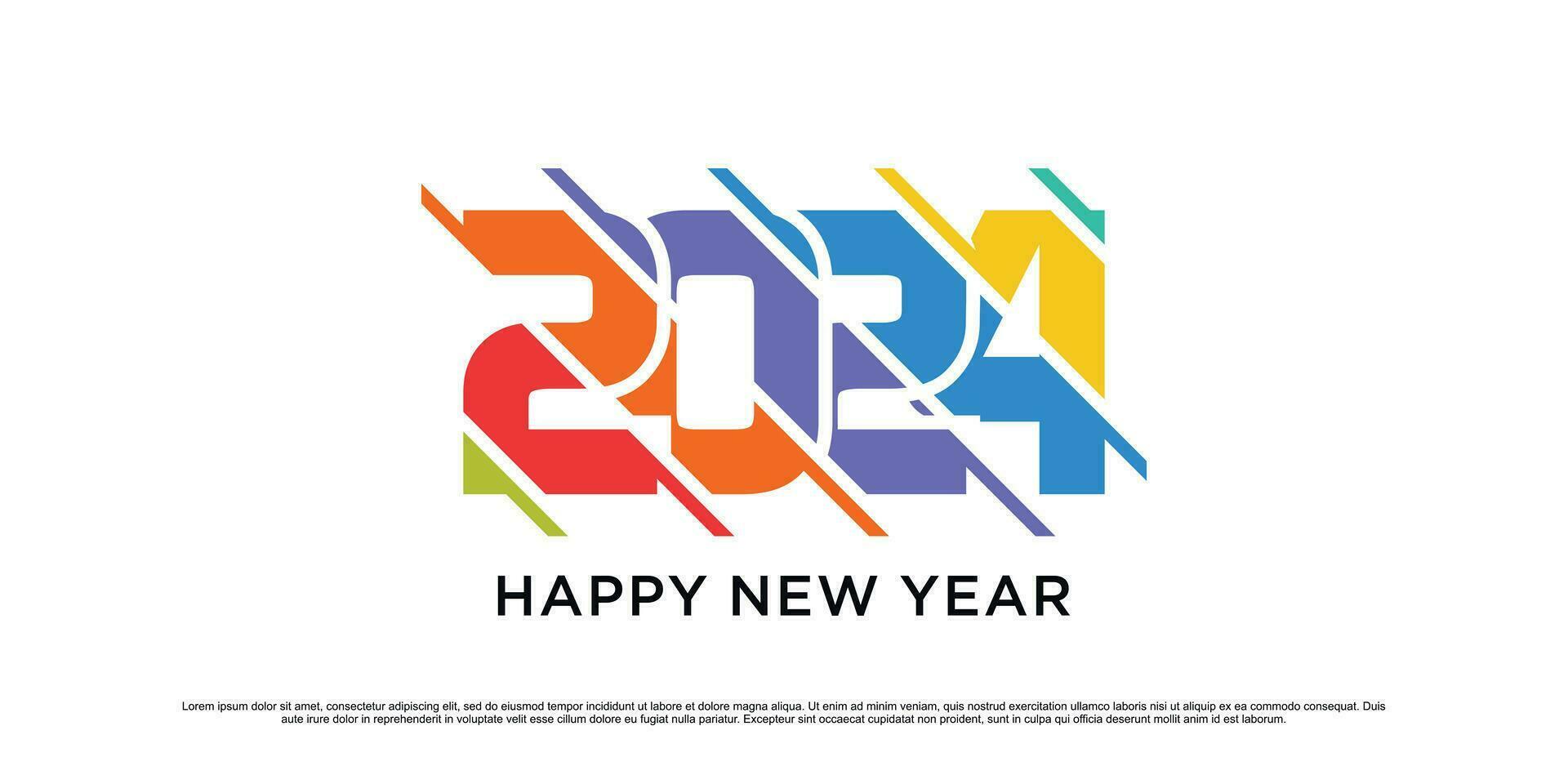 2024 contento nuevo año logo diseño modelo vector ilustración con creativo único concepto