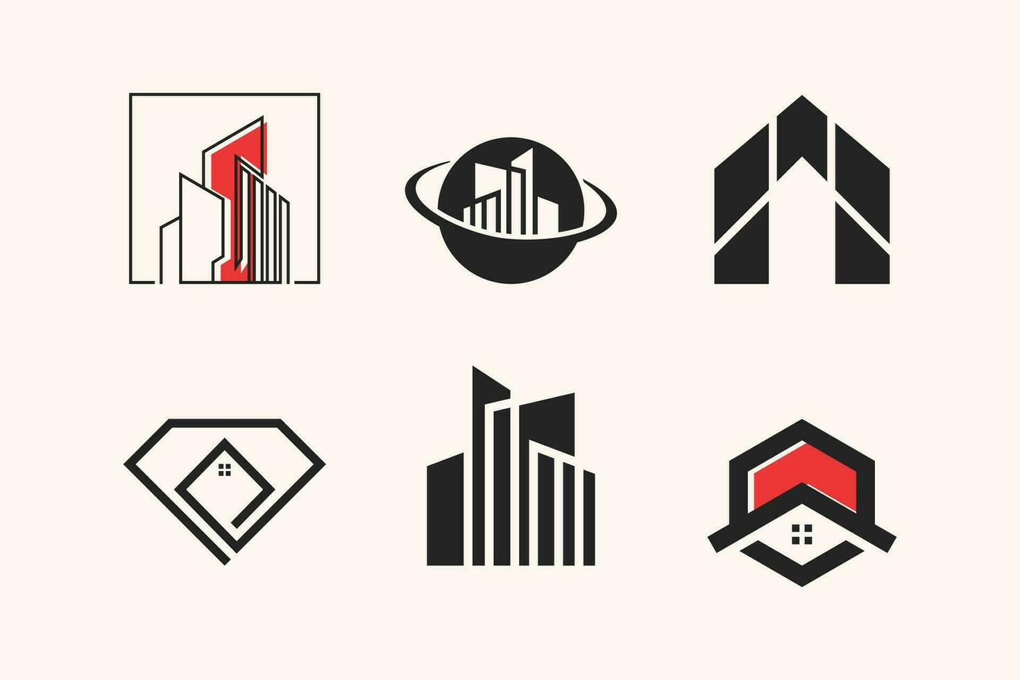 hogar y edificio logo colección con creativo único diseño vector