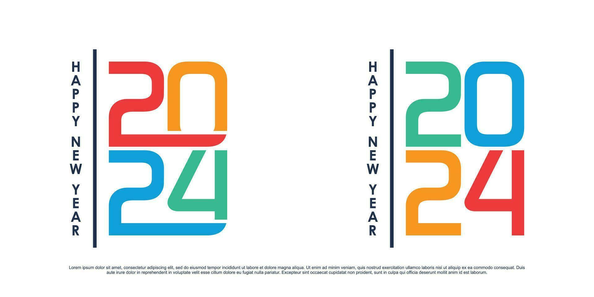 2024 contento nuevo año logo vector diseño con moderno idea