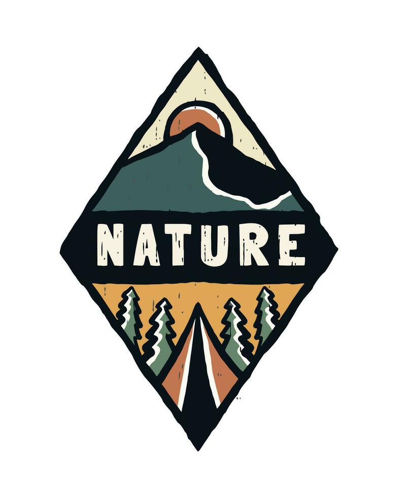 Vintage badge with nature letter in the middle. camping nature mountain vector t shirt art