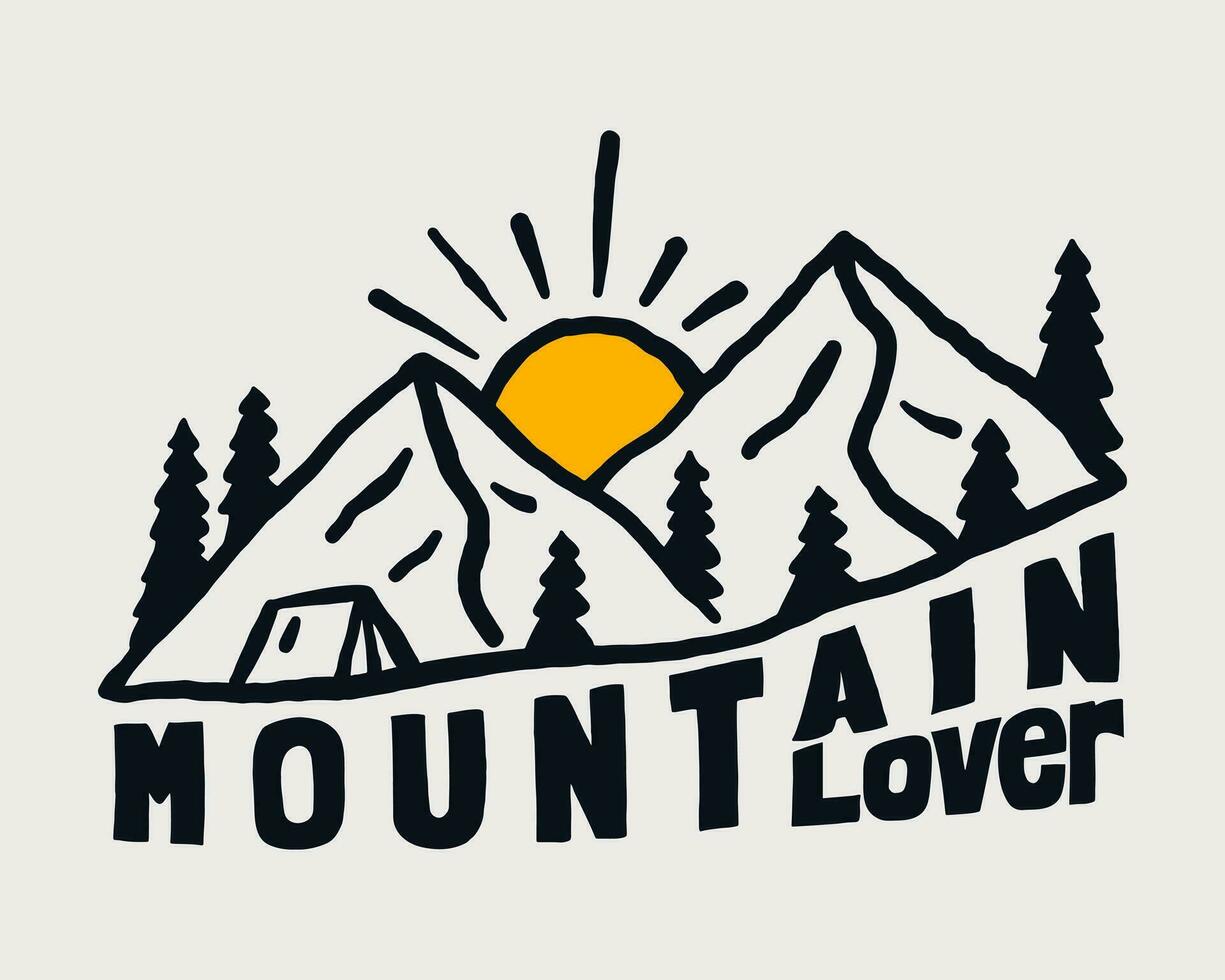 Mountain lover vector hand drawing for t shirt, badge, sticker illustration