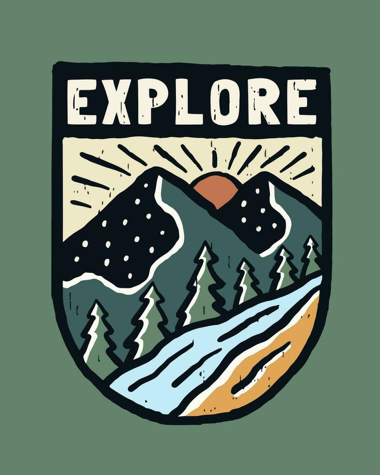 ver de el montaña , explorar el naturaleza Clásico vector diseño para insignia, pegatina, t camisa ilustración