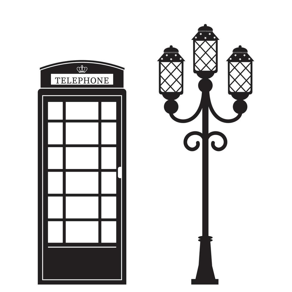Vector set of London attractions. a set of vector silhouette illustrations of the sights of London, England