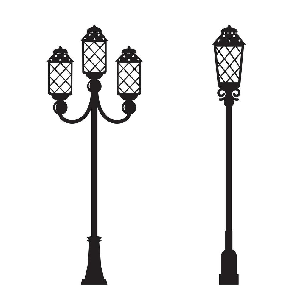 Street lamp set. Street lights retro collection. vector