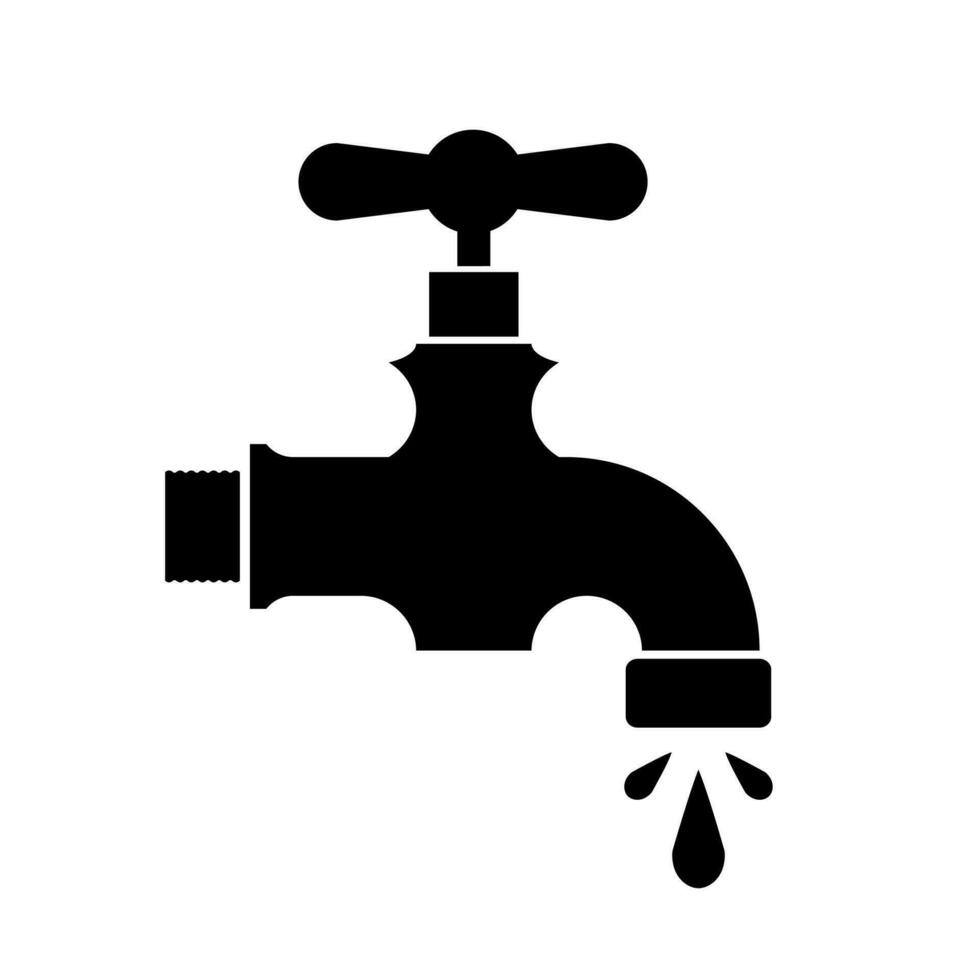 Water faucet vector Illustration.black and white water faucet object silhouette.