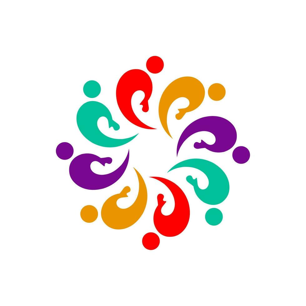 Team work logo full colors.symbol of togetherness,diversity,unity,group. vector