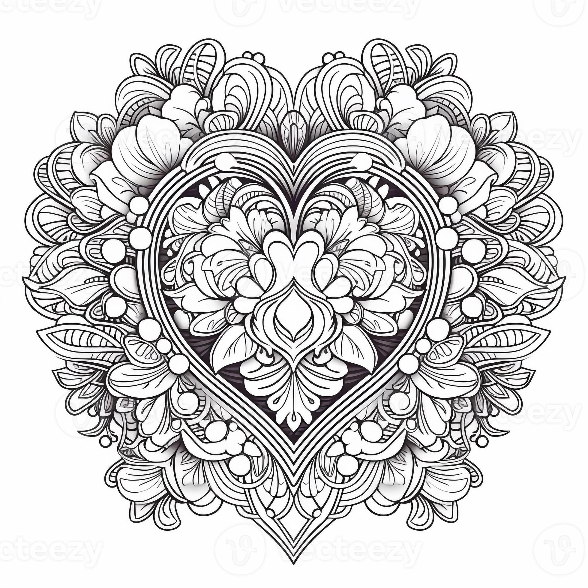 Heart Coloring Pages 26633959 Stock Photo at Vecteezy