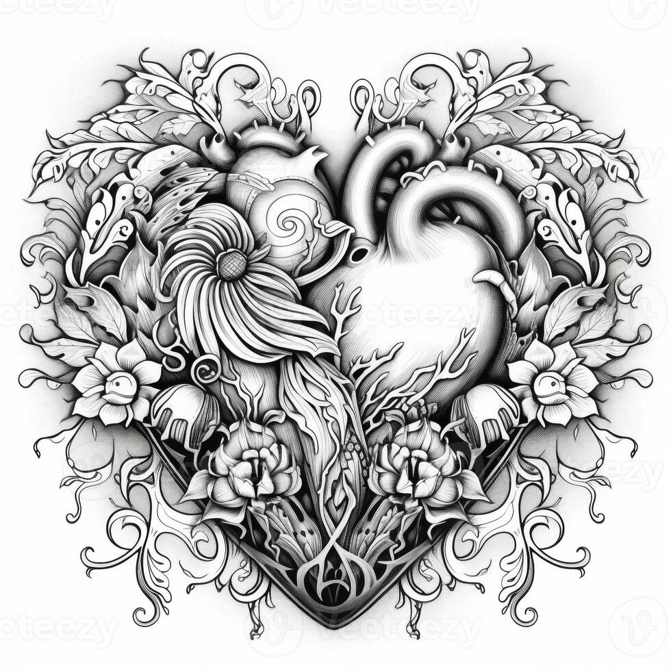 Heart Coloring Pages 26634048 Stock Photo at Vecteezy