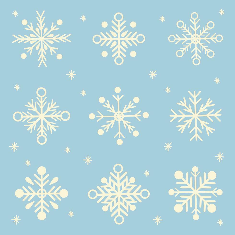 Set of different white snowflakes. New Year illustration vector