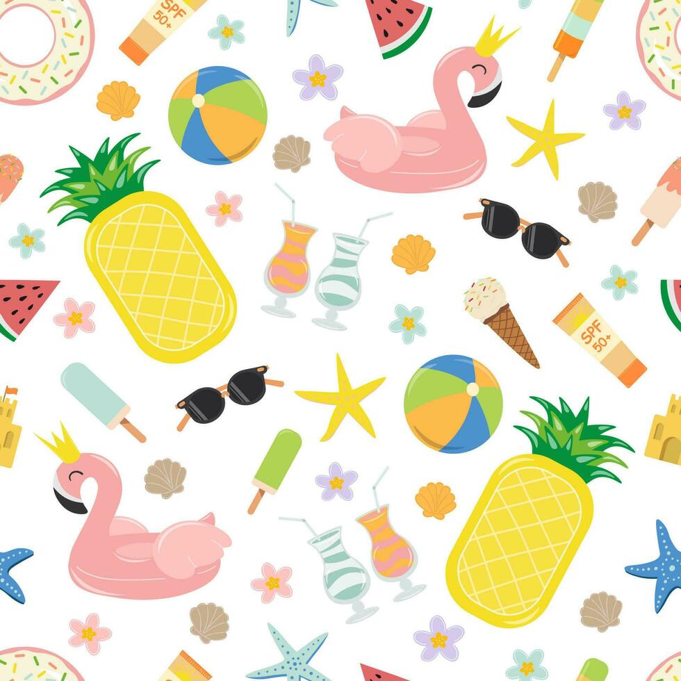 Seamless pattern with summer elements vector