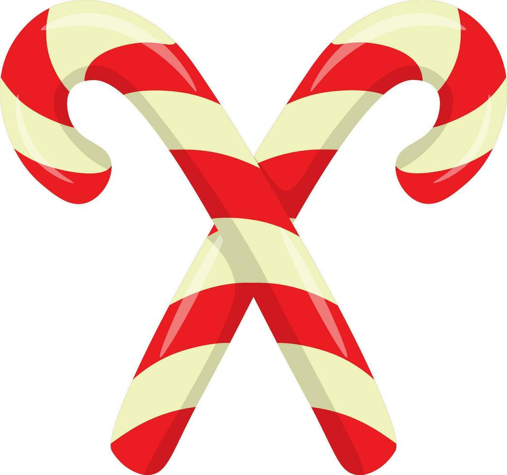 Illustration of Christmas sweets. Striped lollipops on a stick criss cross. vector