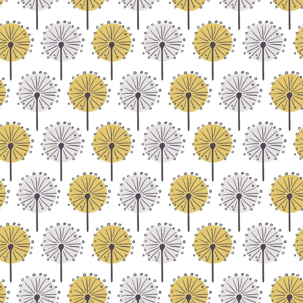 Seamless floral doodle pattern. Dandelion flower pattern. vector