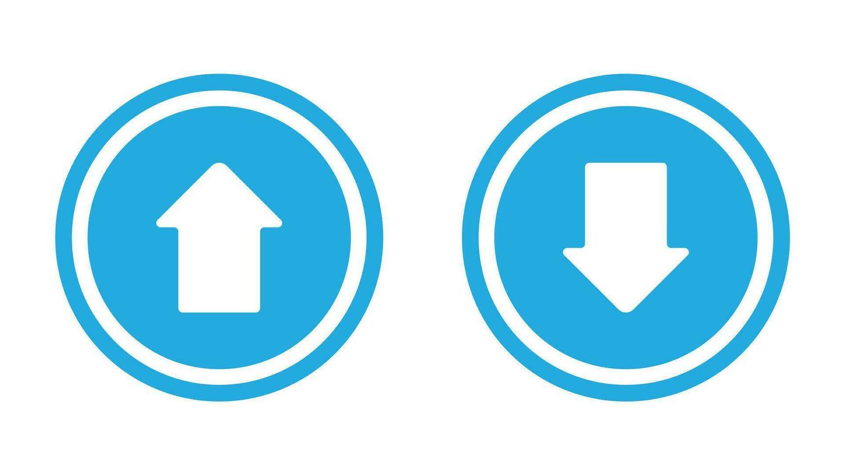 Up and down arrow icon. circular push button in blue color. vector illustration