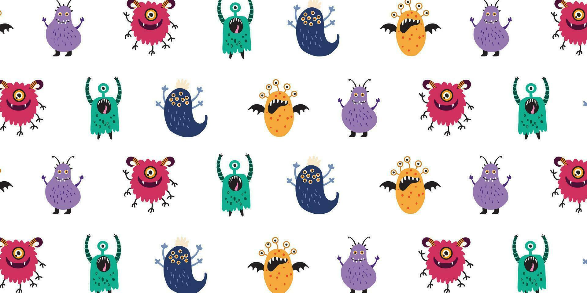 cute monster character pattern background vector