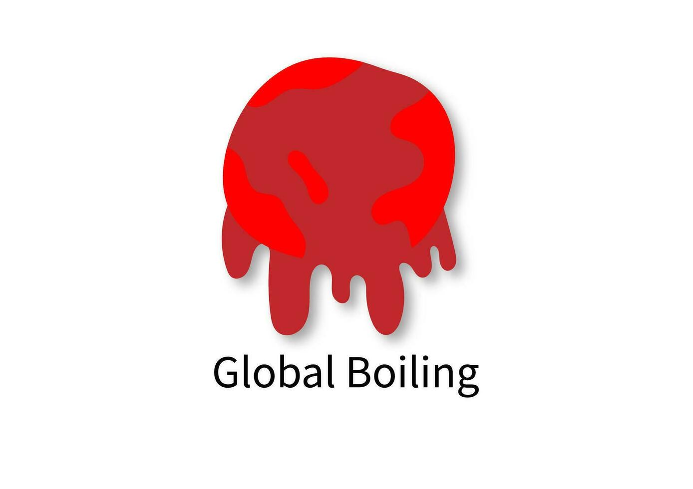 Global warming or boiling. Red hot earth melting on white background. Climate change. vector