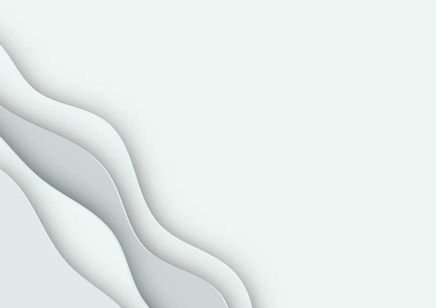 Modern paper art  abstract gray and white water waves. Realistic trendy craft style. vector