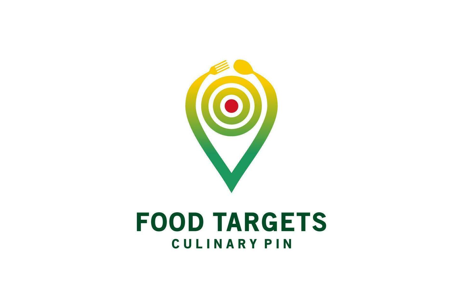 Food target pin logo design, modern abstract culinary location target symbol icon vector