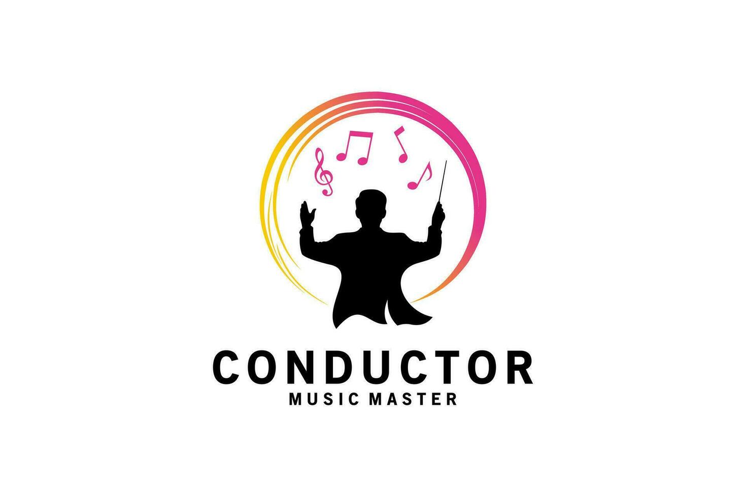 orquesta conductor hombre silueta logo diseño, coro conductor vector símbolo