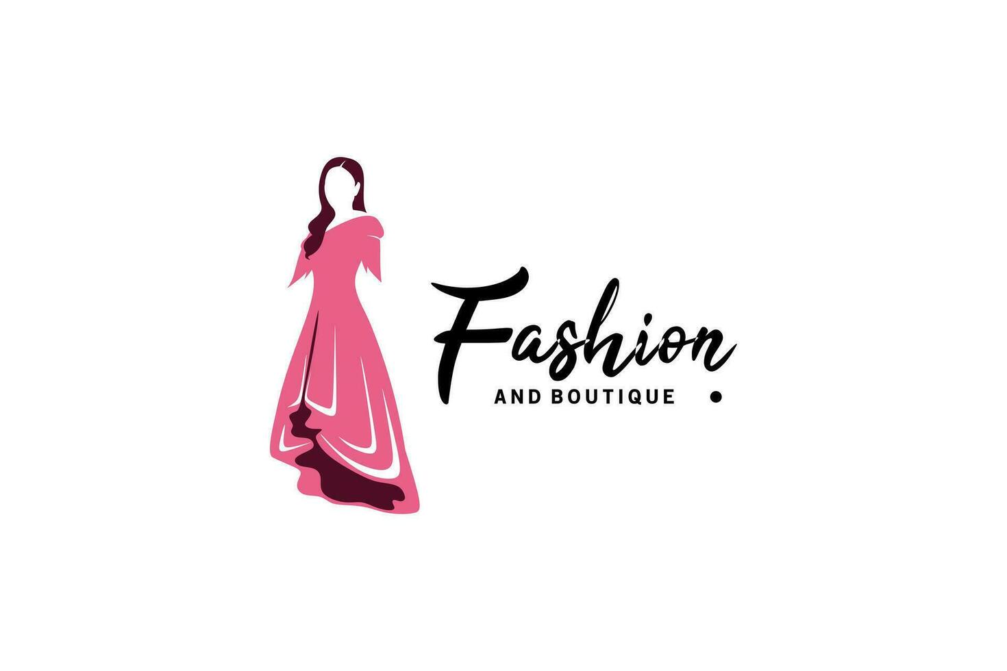 Beautiful woman beauty dress logo design with creative concept vector