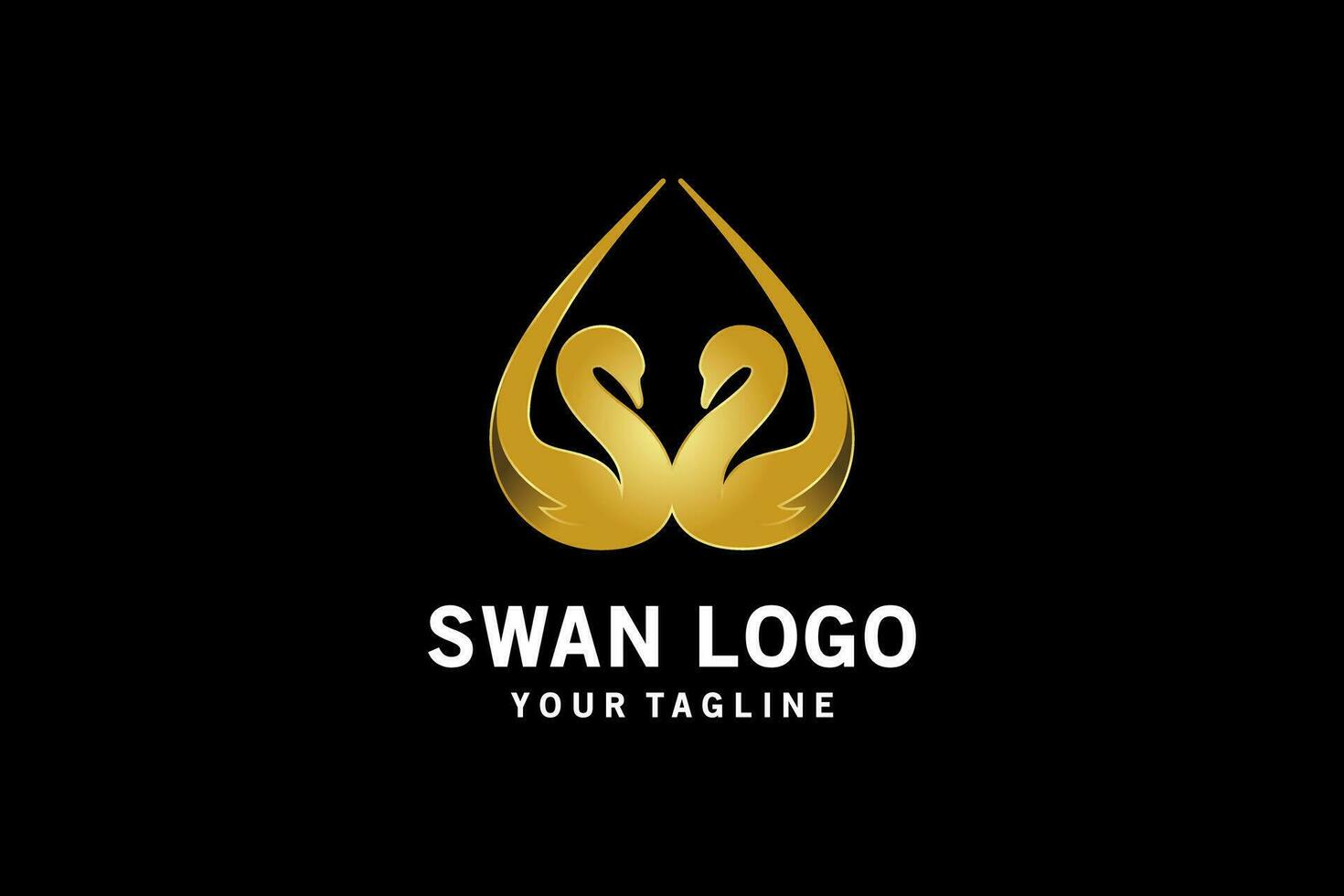 lujo doble cisne logo diseño con corazón concepto vector