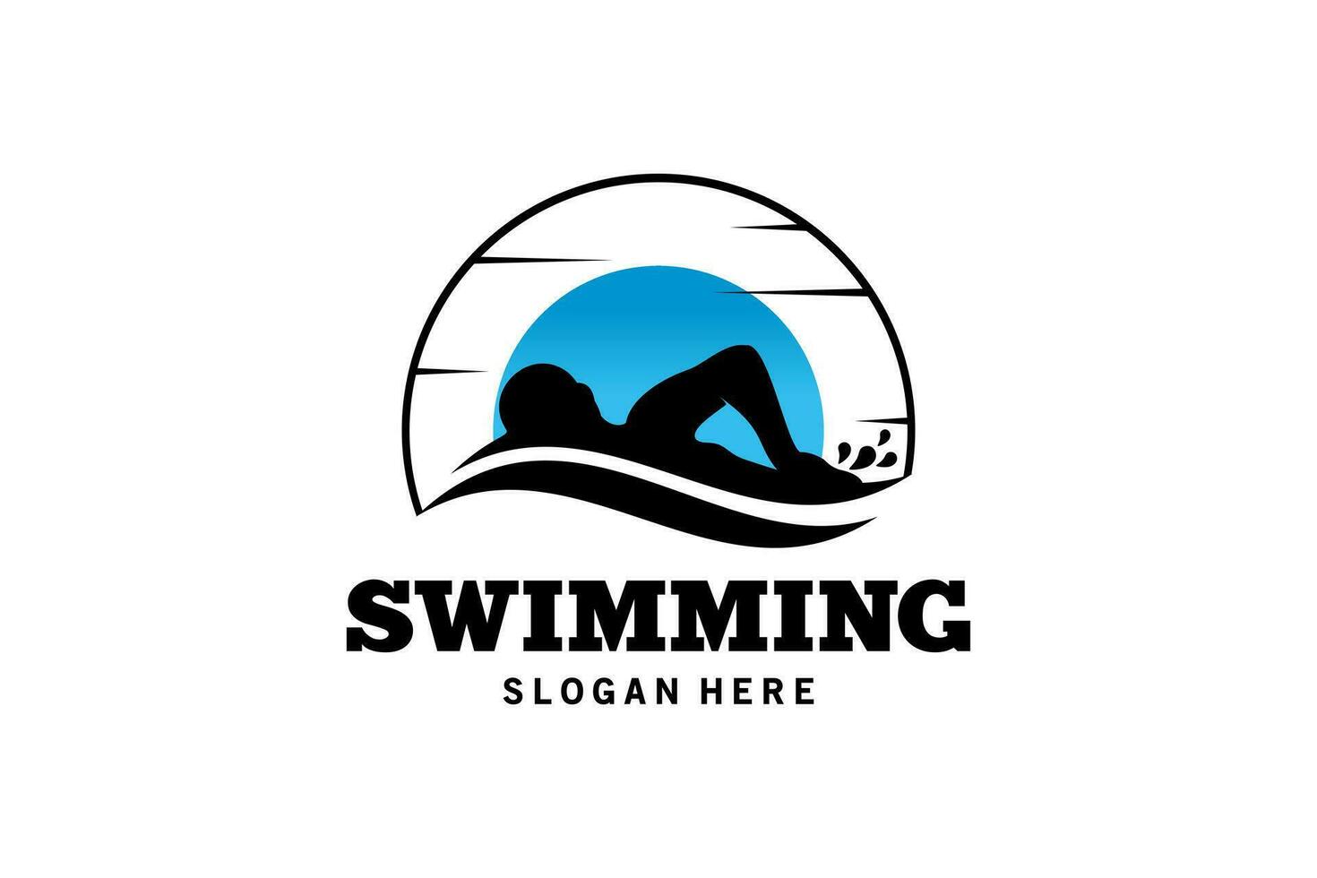 nadando vector ilustración logo diseño con creativo cielo antecedentes