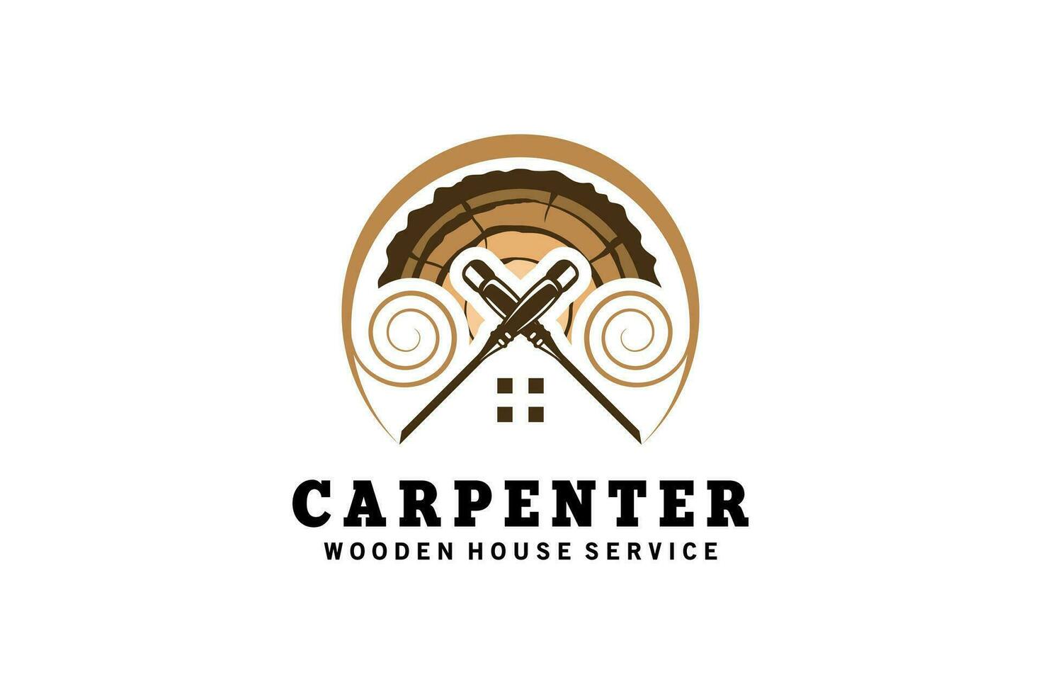 madera cincel casa logo diseño modelo para carpintero artesano símbolo vector