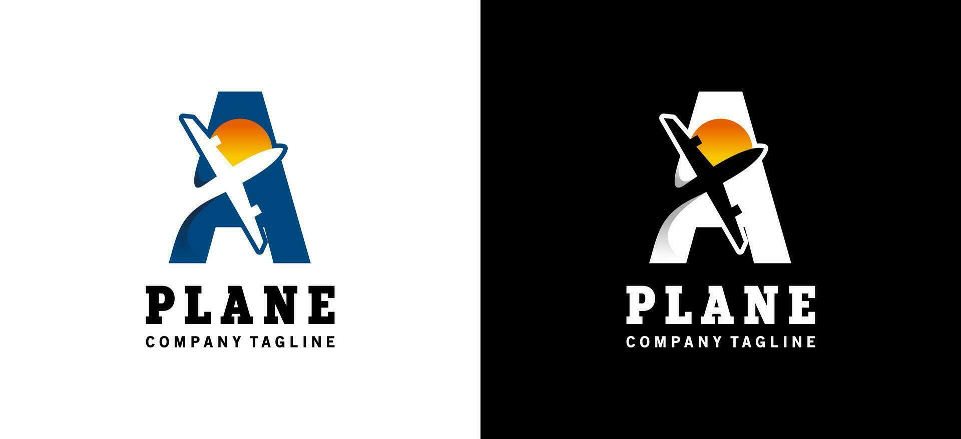 Modern letter A airplane travel logo design vector