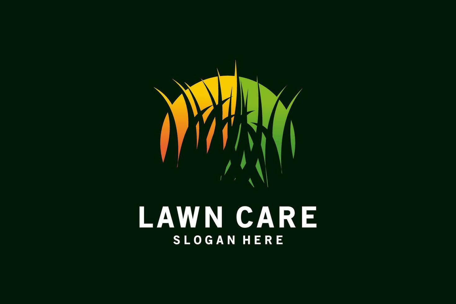 Lawn care logo design, abstract grass logo vector illustration