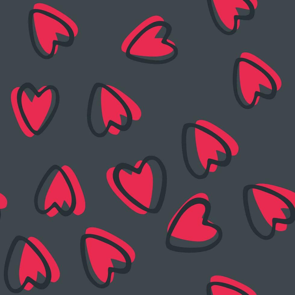 Seamless pattern with hearts on grey background vector