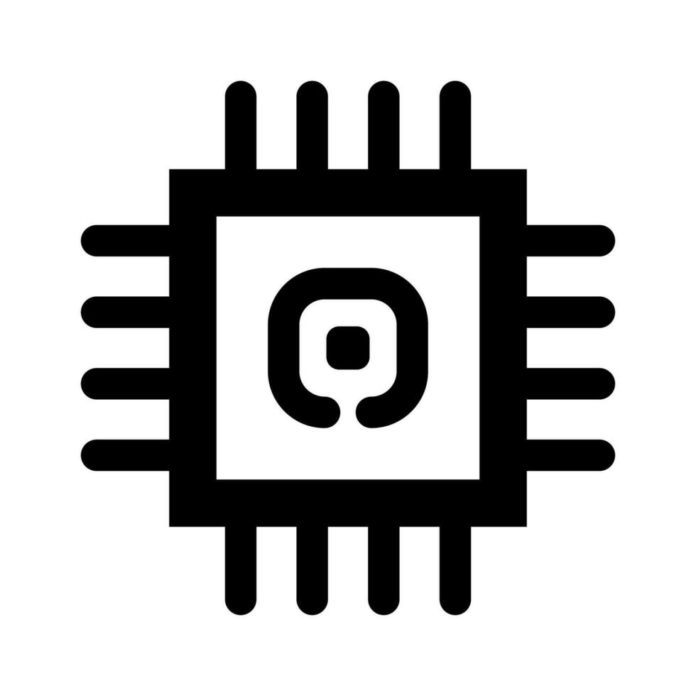 Microchip icon. CPU, Central processing unit, computer processor, chip symbol in circle. Abstract technology logo. Simple round icon isolated on white background. Creative modern vector logo