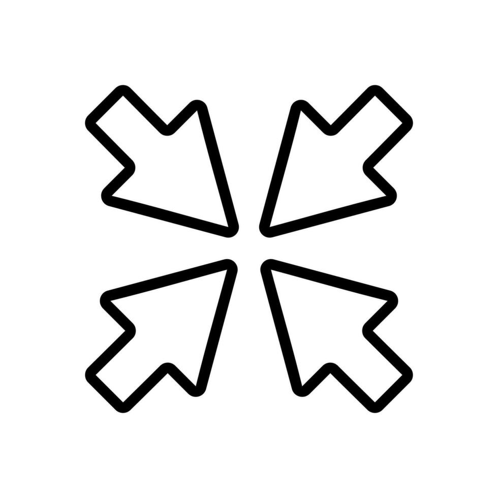 Minimize arrow line icon. Small screen symbol. Minimise Navigation sign. Quality design element. Editable stroke. Vector