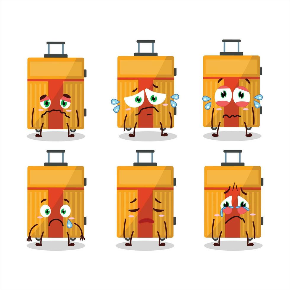 Yellow lugage cartoon character with sad expression vector