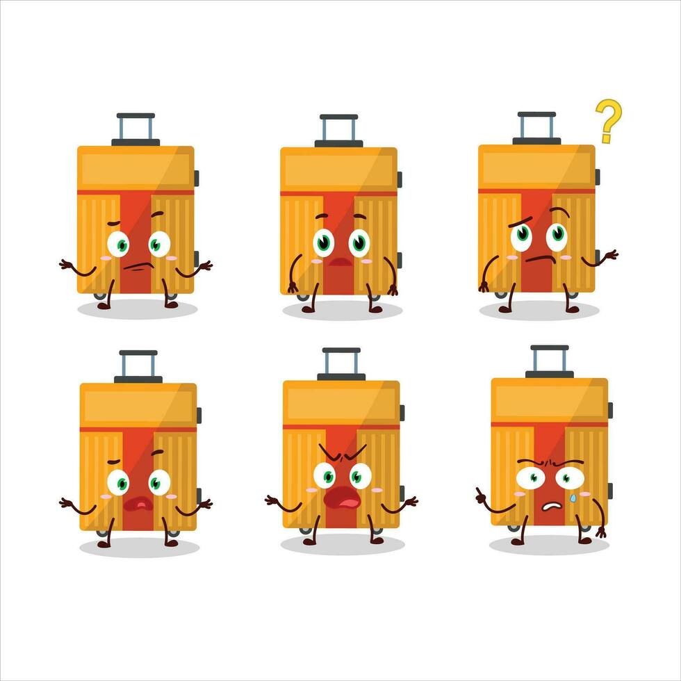 dibujos animados personaje de amarillo equipaje con qué expresión vector