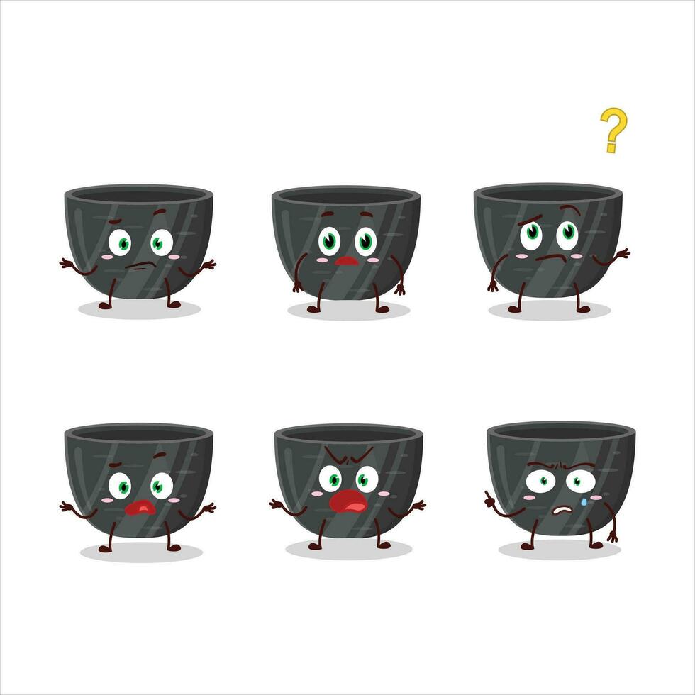Cartoon character of black ceramic bowl with what expression vector