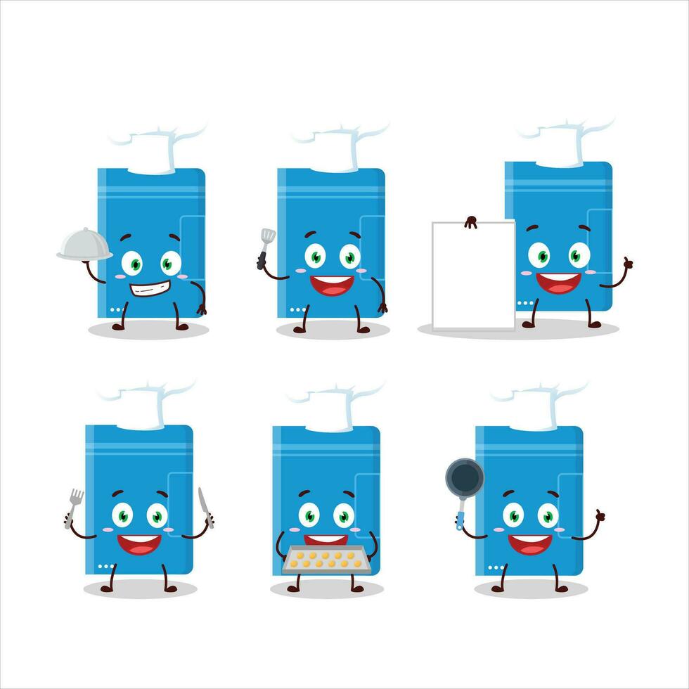 Cartoon character of power bank with various chef emoticons vector