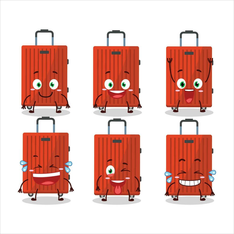 Red lugage cartoon character with sad expression vector