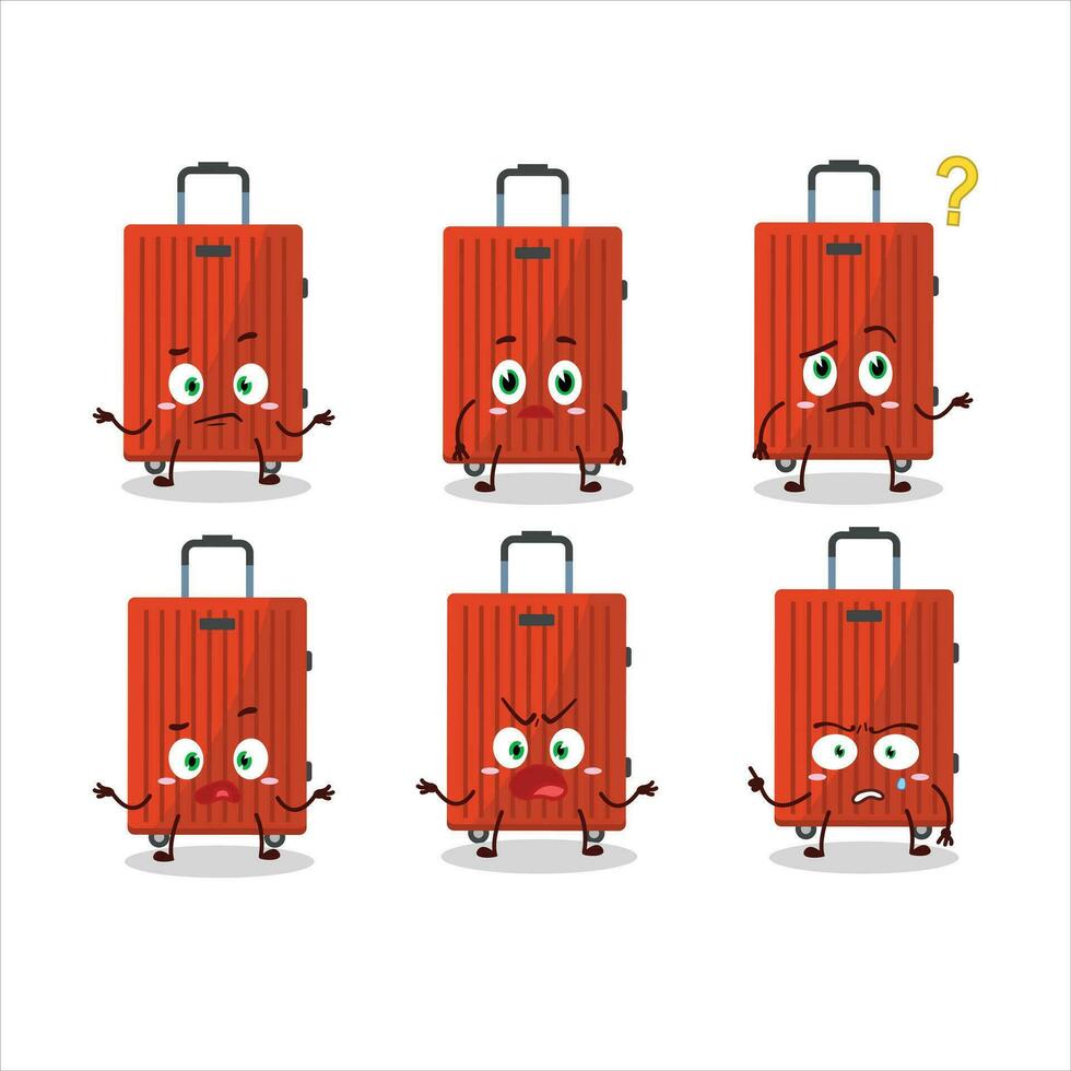 Cartoon character of red lugage with what expression vector