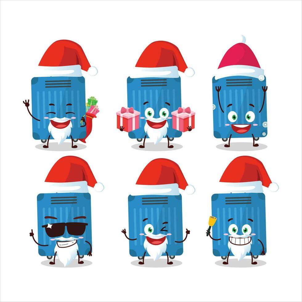 Santa Claus emoticons with blue lugage cartoon character vector