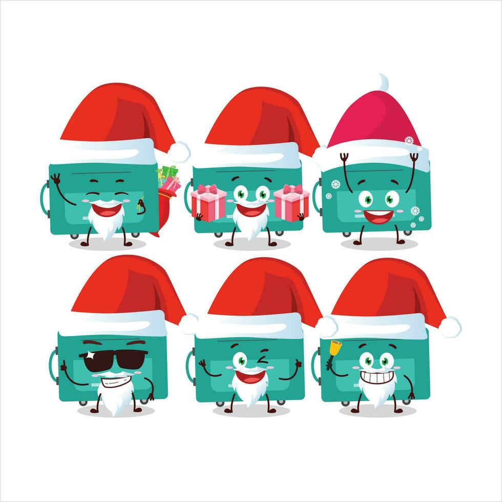 Papa Noel claus emoticones con mini equipaje dibujos animados personaje vector