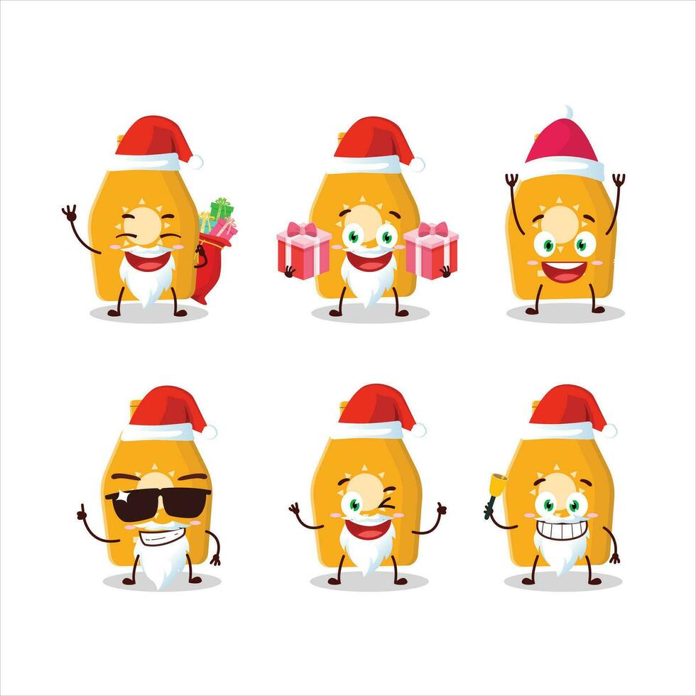 Papa Noel claus emoticones con loción bloqueador solar dibujos animados personaje vector