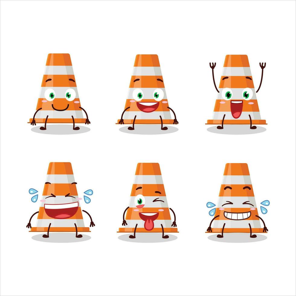 dibujos animados personaje de naranja tráfico cono con sonrisa expresión vector