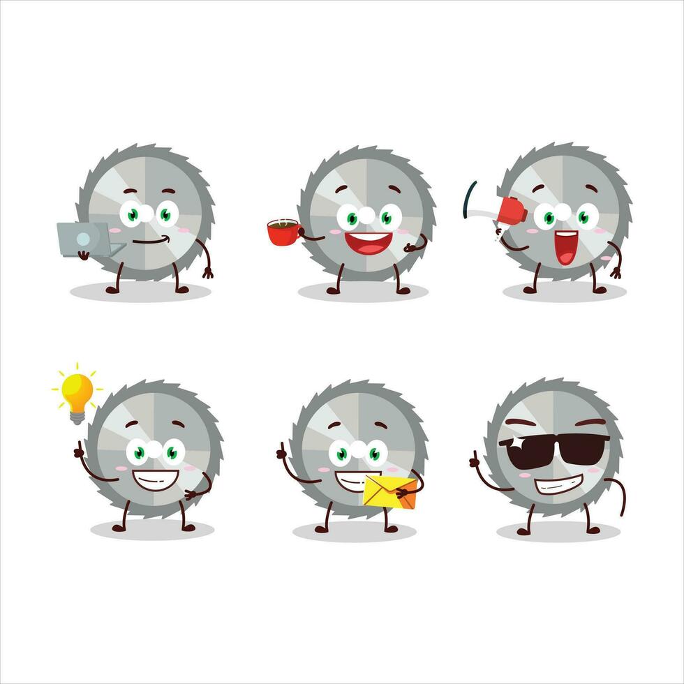 Hand saw cartoon character with various types of business emoticons vector